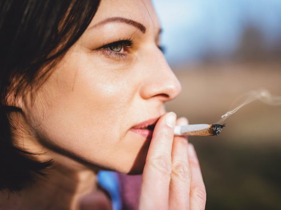 woman smoking cannabis