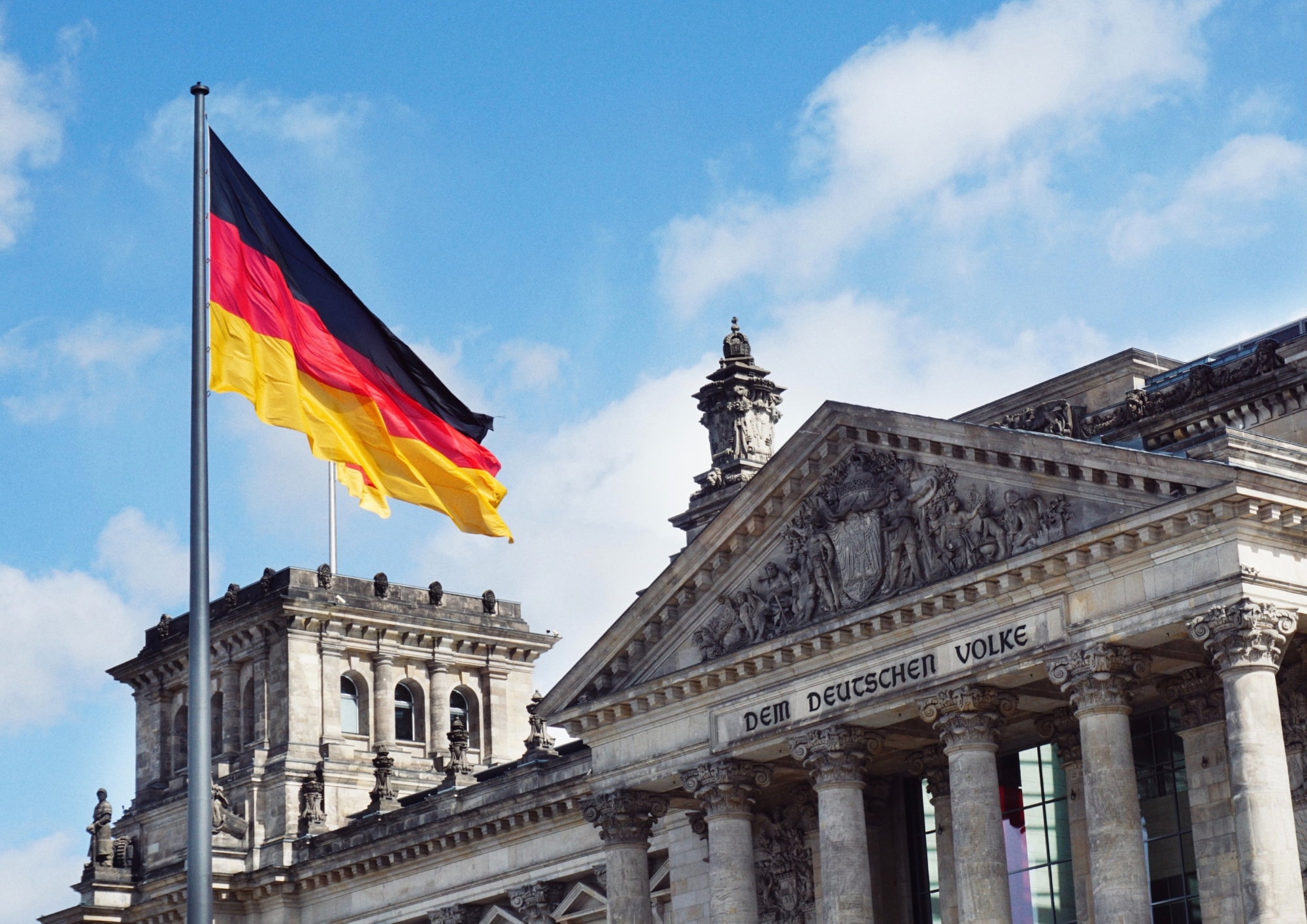 Germany's flag in front of government buildings