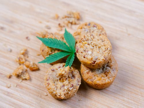 cannabis leaf on muffins