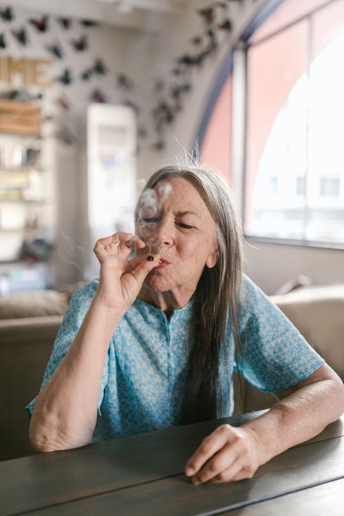old woman smoking up